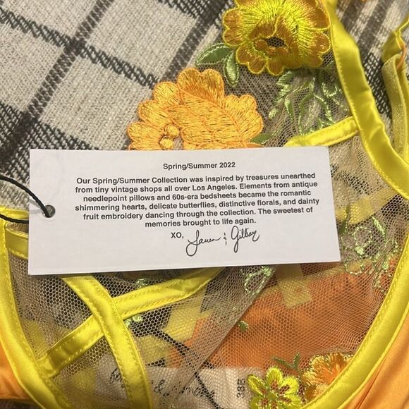 NWT For Love And Lemons Floral Bra 38B in Orange/ Yellow - Picture 4 of 6